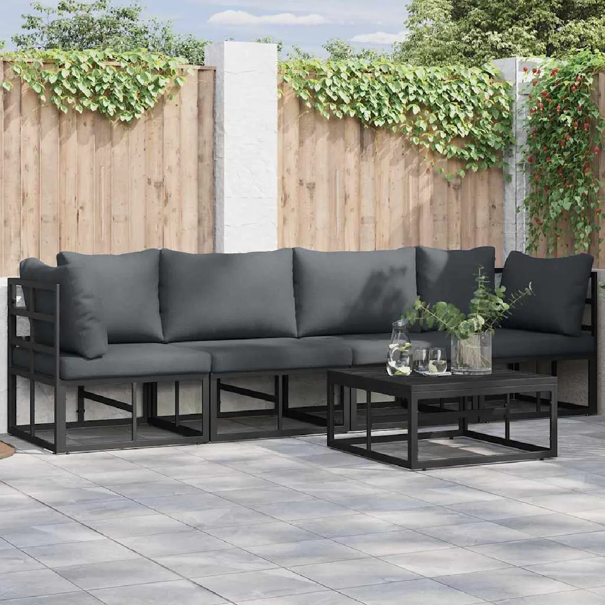 vidaXL Ensemble de canapé de jardin 4 pcs Métal - vue 2