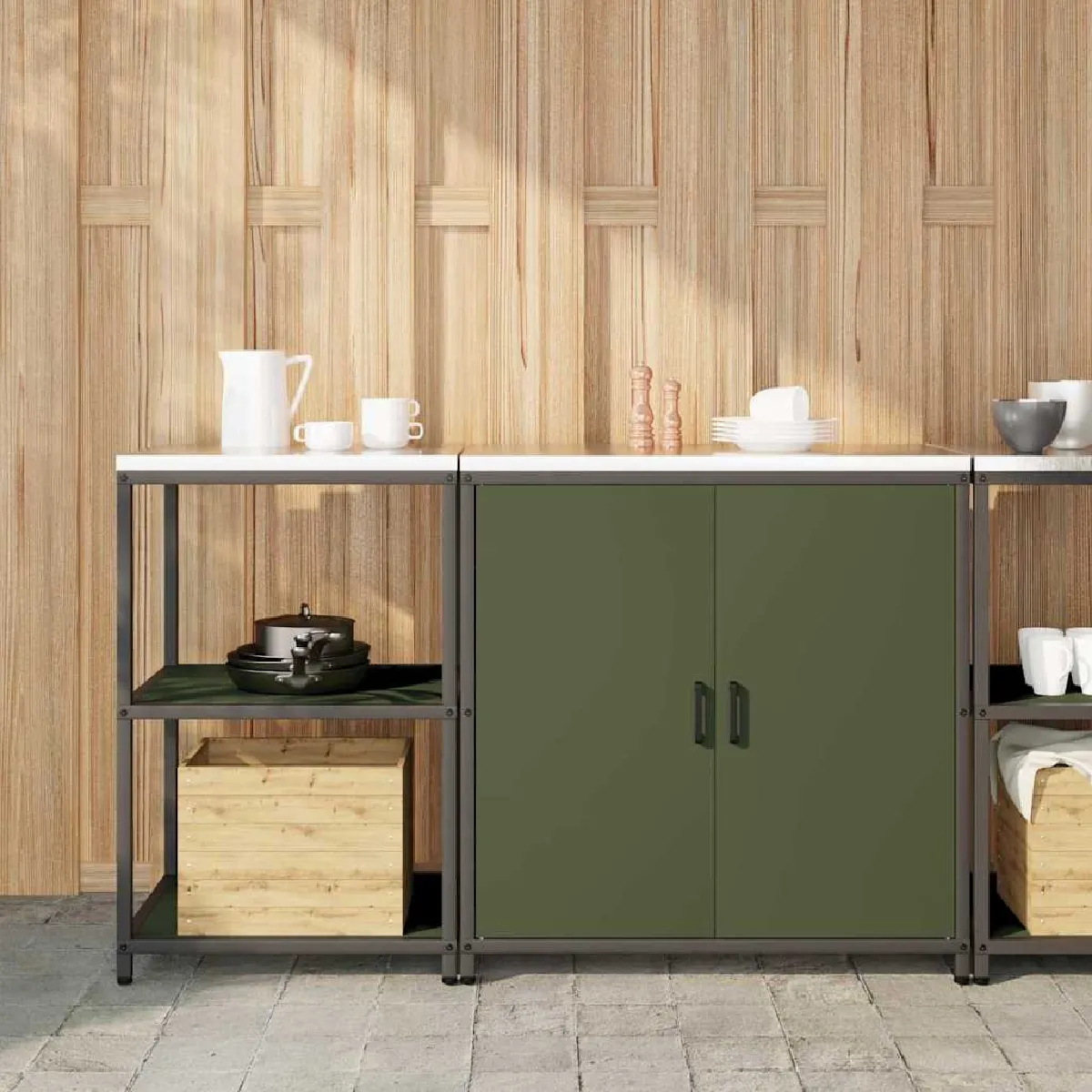 vidaXL Ensemble de rangement cuisine 2 pcs 150 x 50 x 92 cm - vue 10