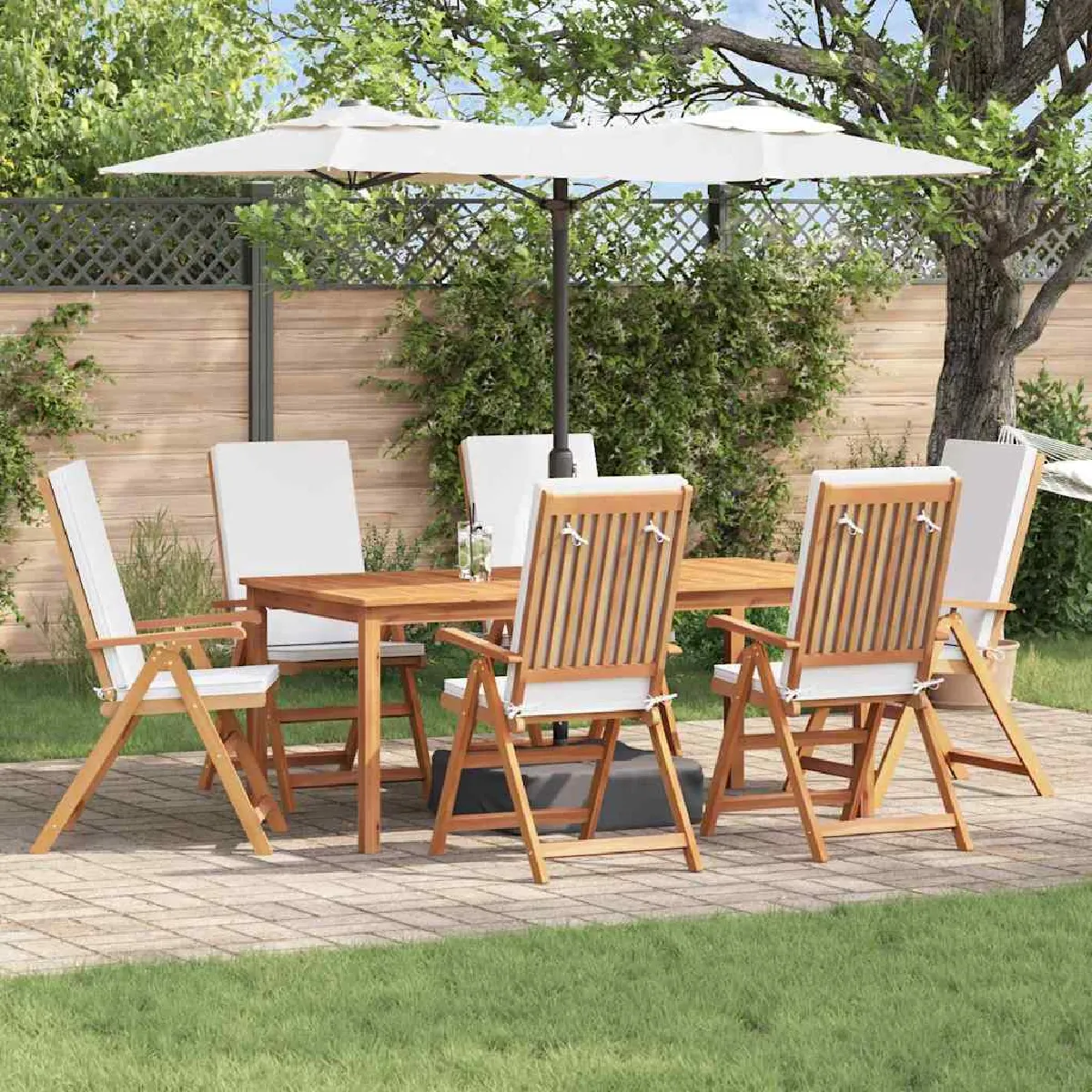 vidaXL Chaises de jardin relaxantes avec coussins 6 pcs en bois de teck massif