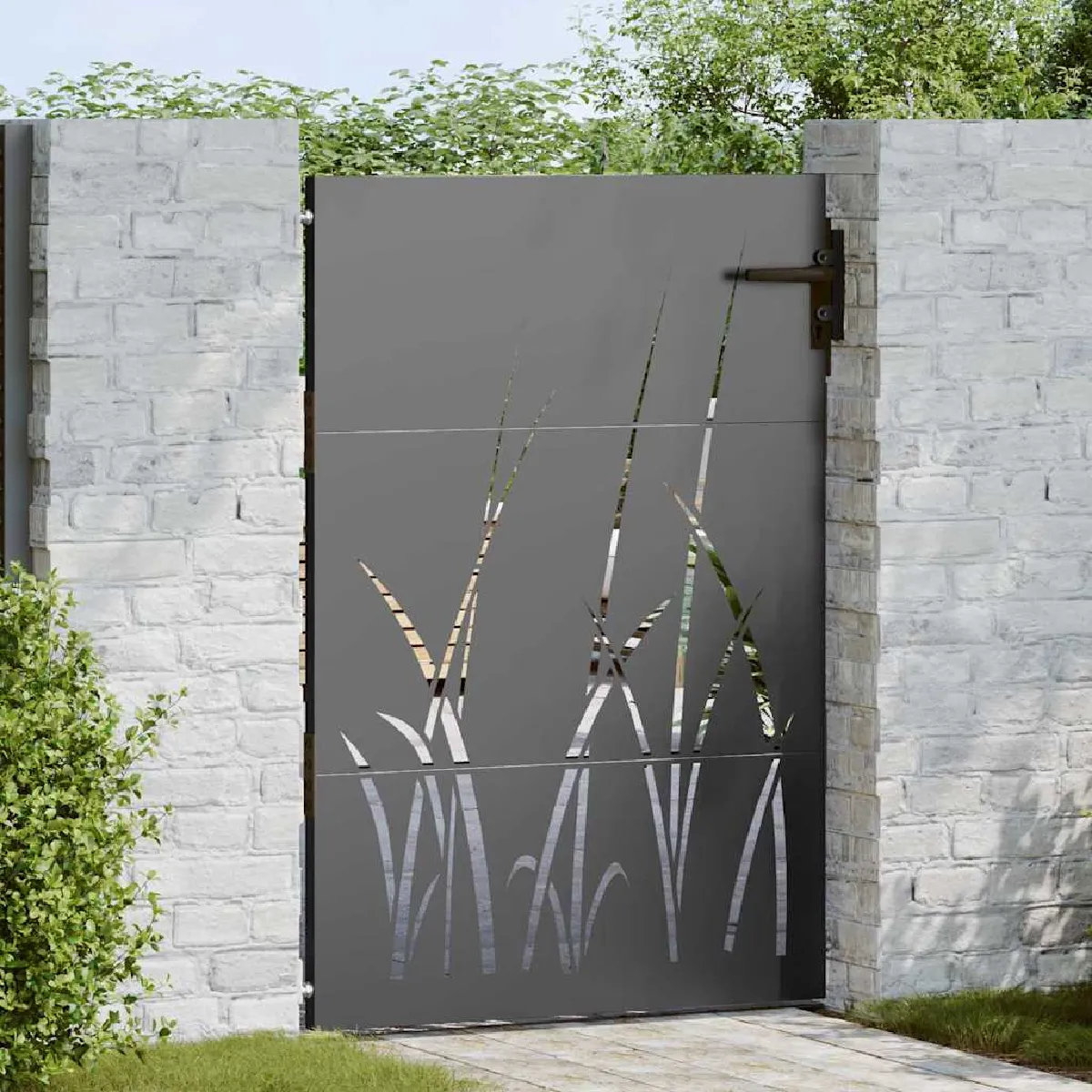 vidaXL Porte de Jardin Noir 85 x 150 cm Acier peint par poudre