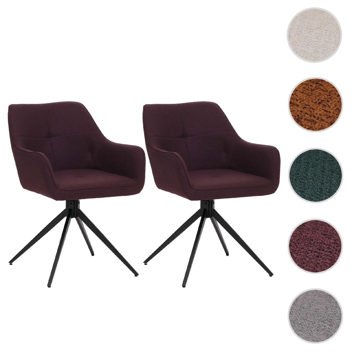Lot de 2 chaises de salle à manger HWC-O47 270 g/m² bordeaux