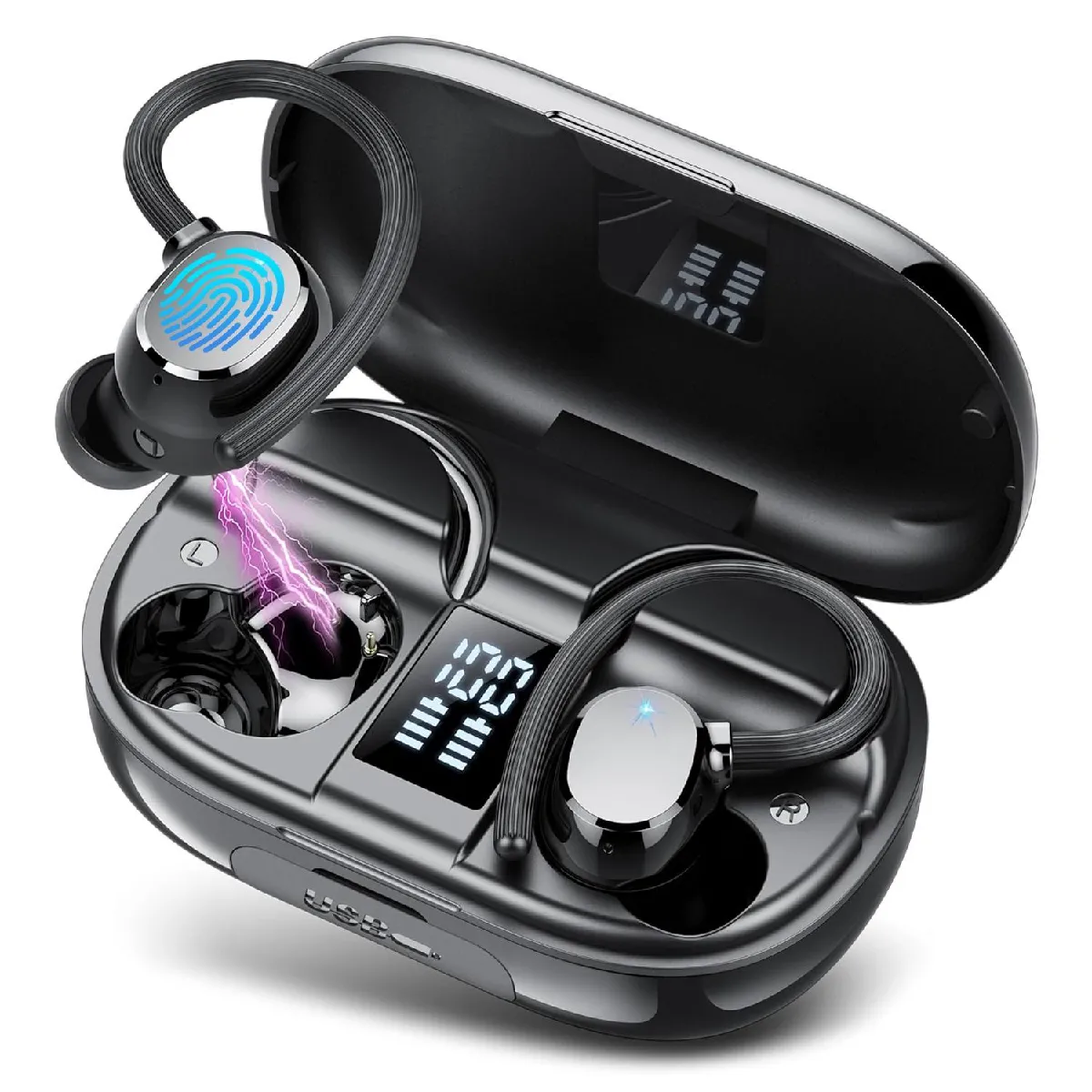 YONIS Ecouteurs Bluetooth R&eacute;duction De Bruit St&eacute;r&eacute;o Autonomie Longue Modes Multiples Noir 