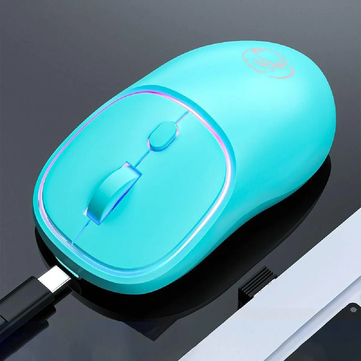 YONIS Souris Sans Fil Silencieuse Rechargeable 1600 DPI Rose Pour PC Et Mac Bleu 