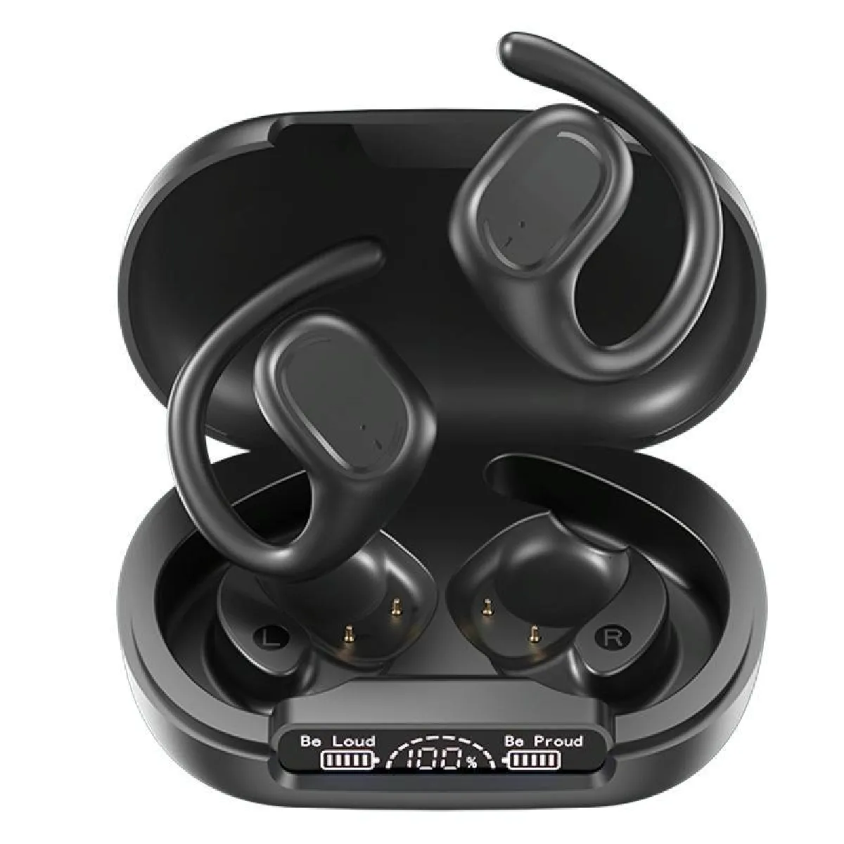 YONIS Ecouteurs Bluetooth Sans Fil Open-ear &Eacute;tanches Avec R&eacute;duction De Bruit Noir 