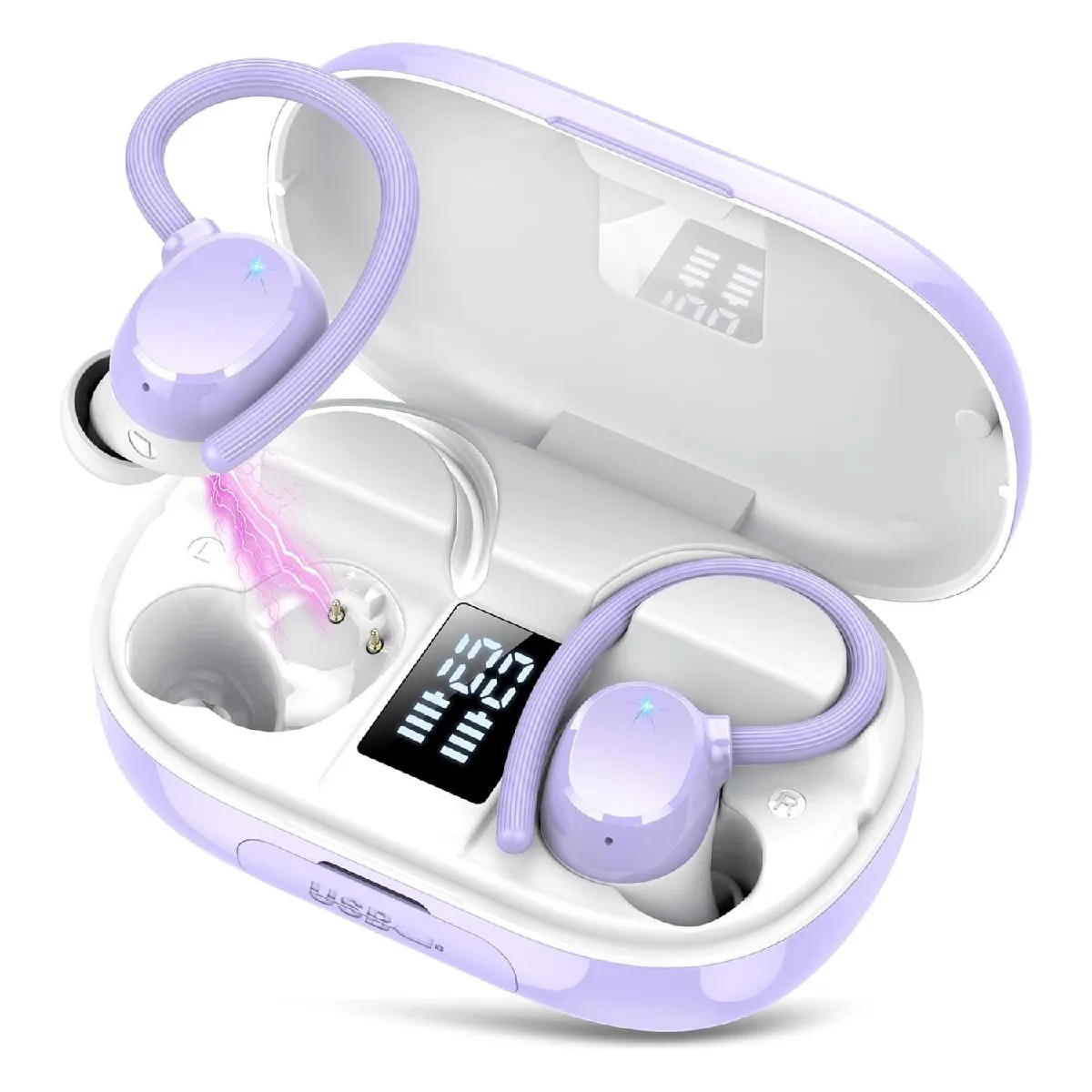 YONIS Ecouteurs Bluetooth R&eacute;duction De Bruit St&eacute;r&eacute;o Autonomie Longue Modes Multiples Violet 2 
