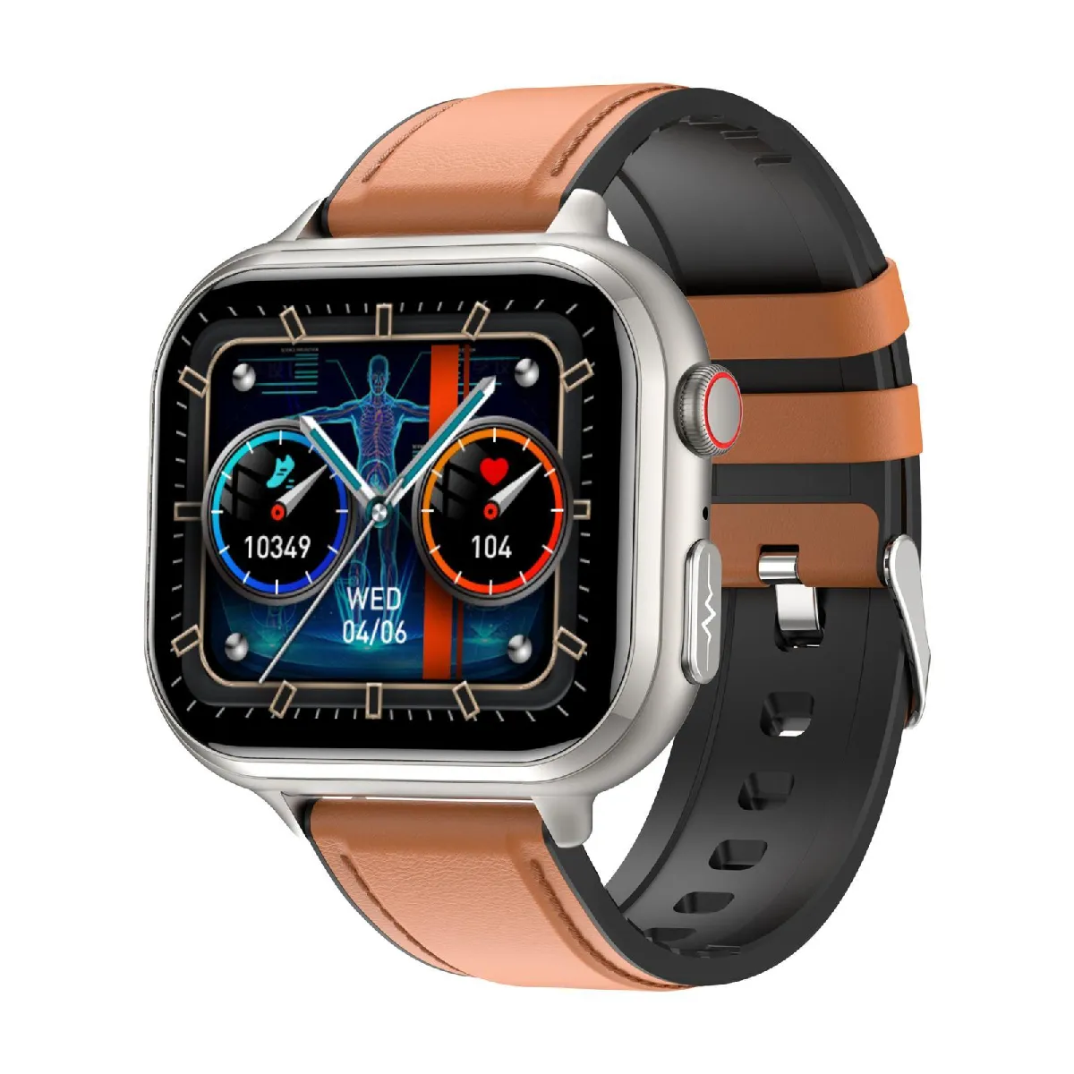 Montre Connectée Luxe Écran Cuir ECG IP68