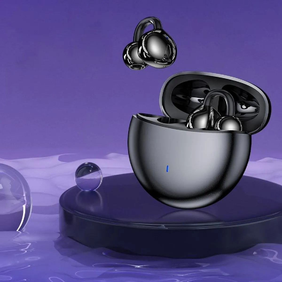 YONIS Ecouteurs Bluetooth Invisibles Sans Fil R&eacute;duction De Bruit Confort 24h Pourpre Noir 