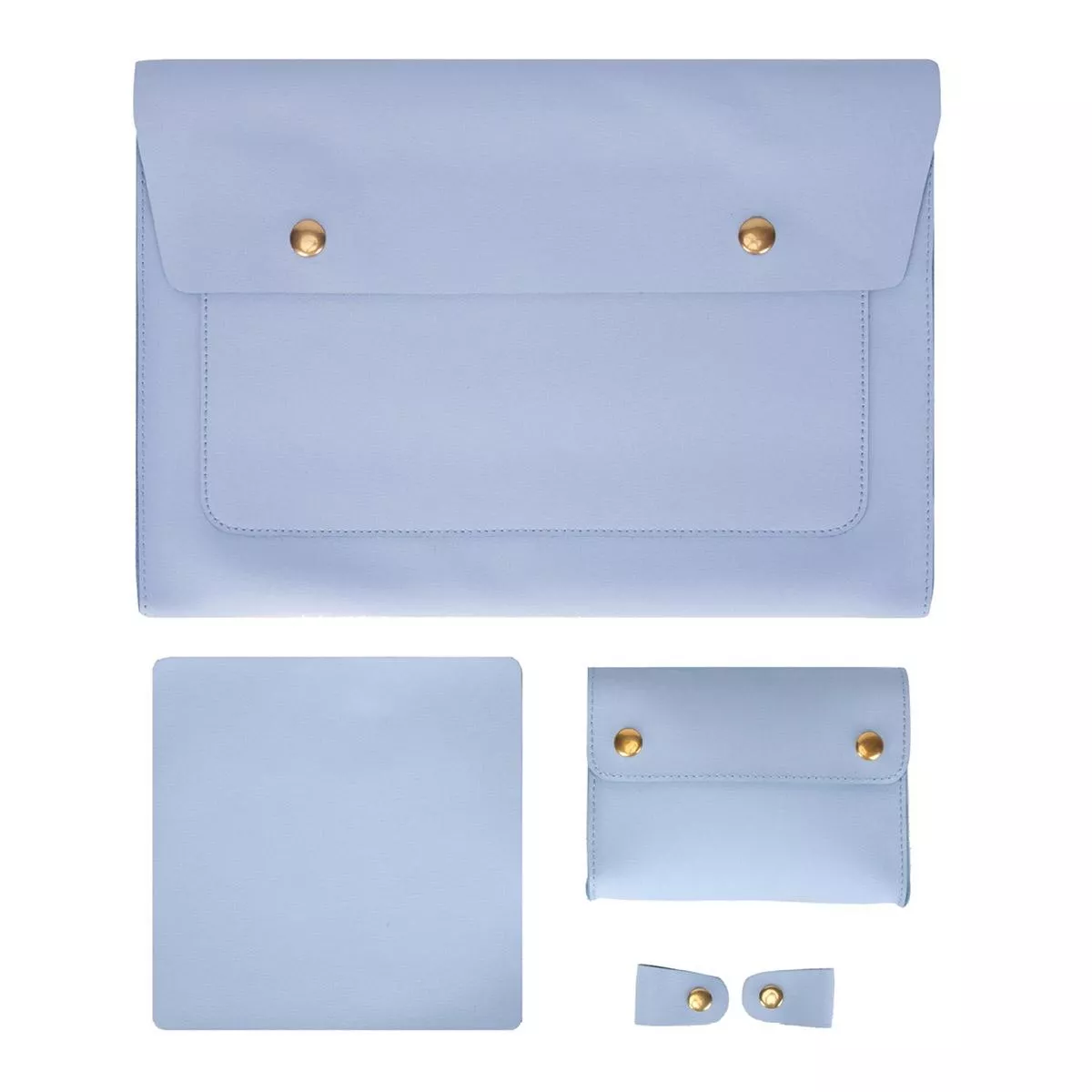 Yonis Bleu Sacoche Pc Portable En Cuir - 14 Pouces