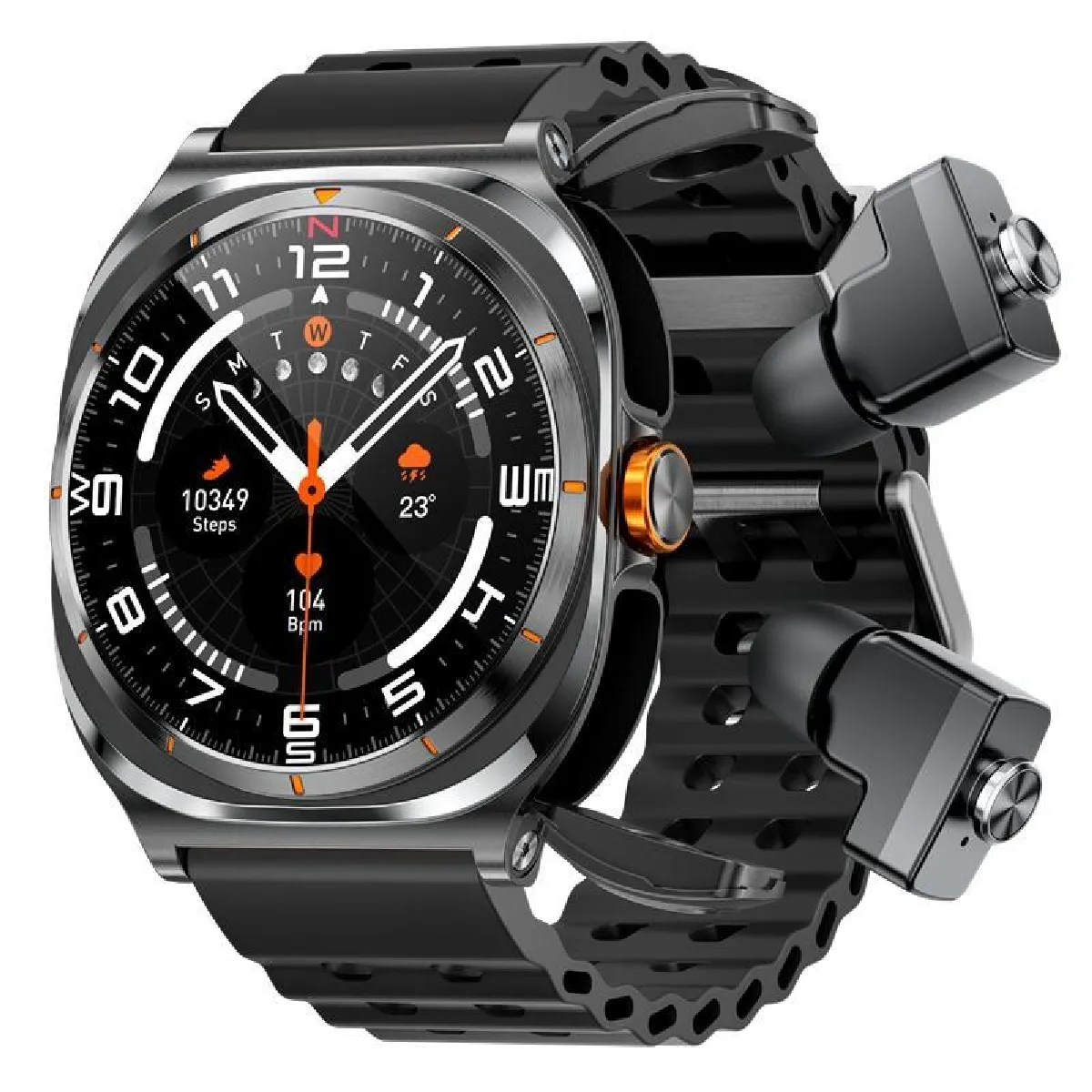 Yonis Noir Montre Connectée Avec Écouteurs Bluetooth