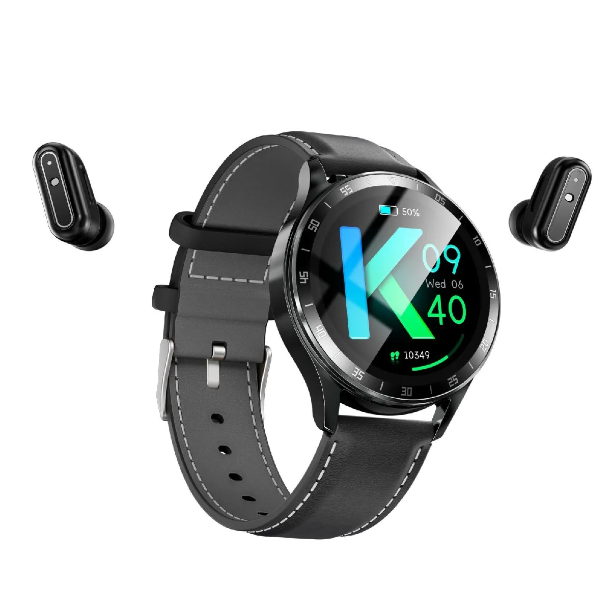 Montre Connectée Étanche Bluetooth Cuir Luxe