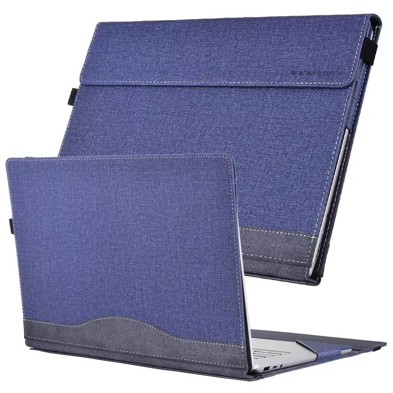 Yonis Bleu Sacoche Pc Portable En Tissu Et Cuir Pour Surface Laptop 15