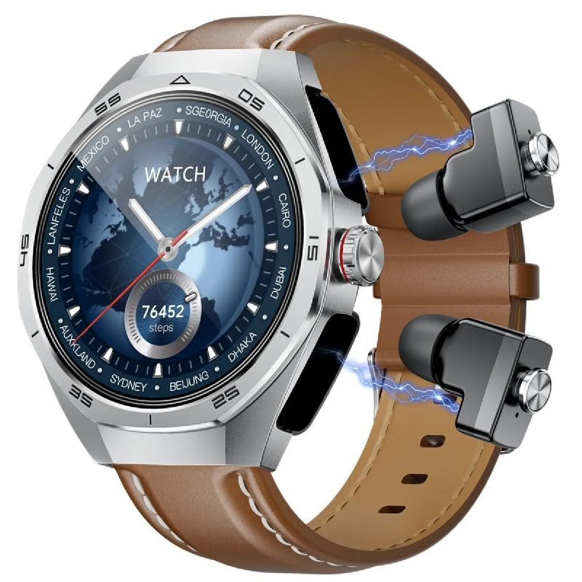 Yonis Argent Montre Connectée Avec Écouteurs Intégrés