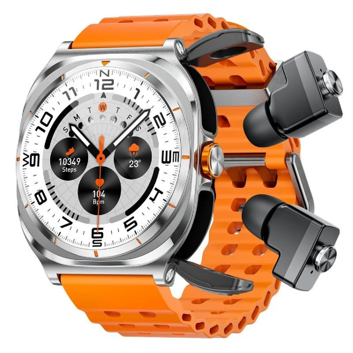 Yonis Orange Montre Connectée Avec Écouteurs Bluetooth