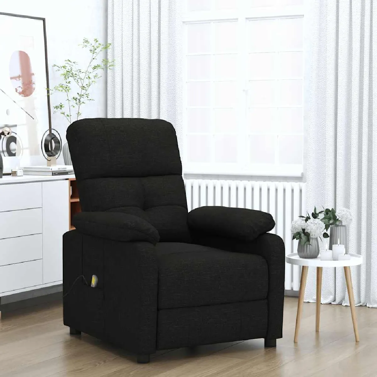 vidaXL Fauteuil de massage inclinable Noir Tissu
