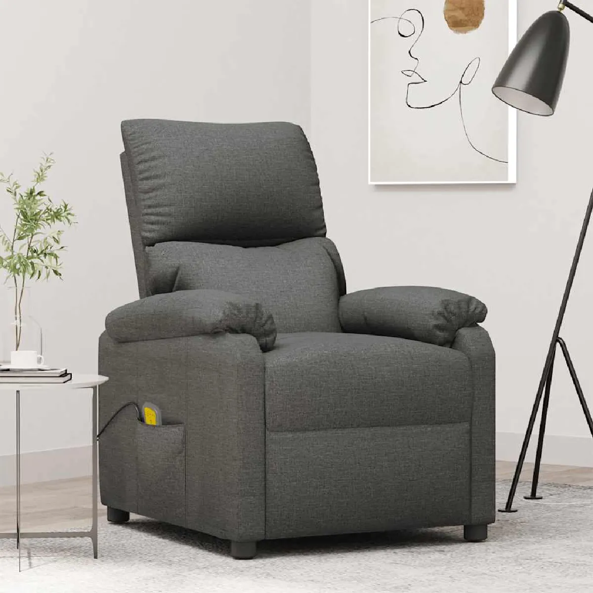 Vidaxl Gris Fauteuil De Massage Foncé Tissu - Image 1