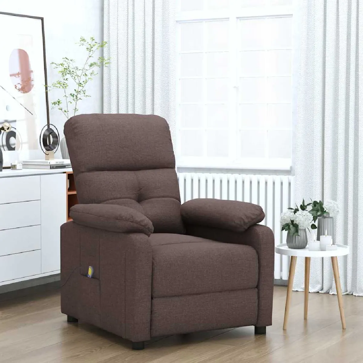 Vidaxl Marron Fauteuil De Massage Foncé Tissu