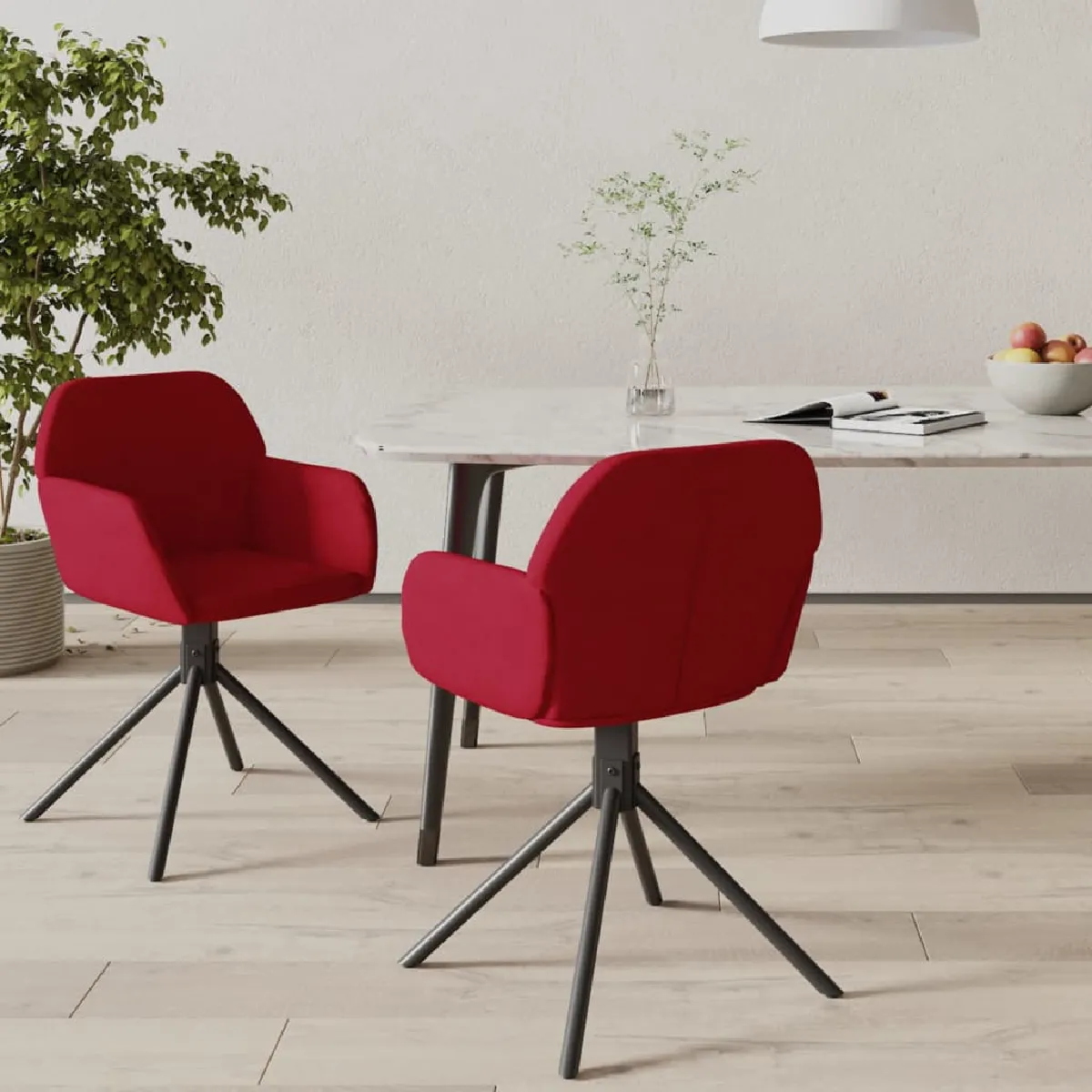 Vidaxl Chaises pivotantes à manger lot de 2 velours - vue 4