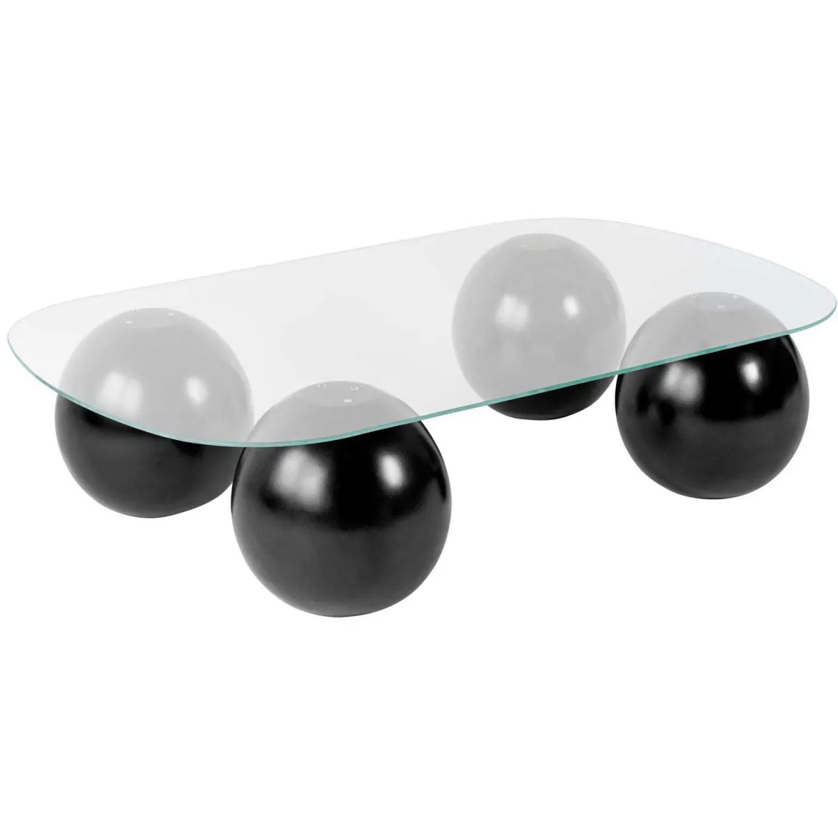 Comparer les prix de Table basse en verre 118 x 75 x 30 cm Evara noir et transparent (verre).