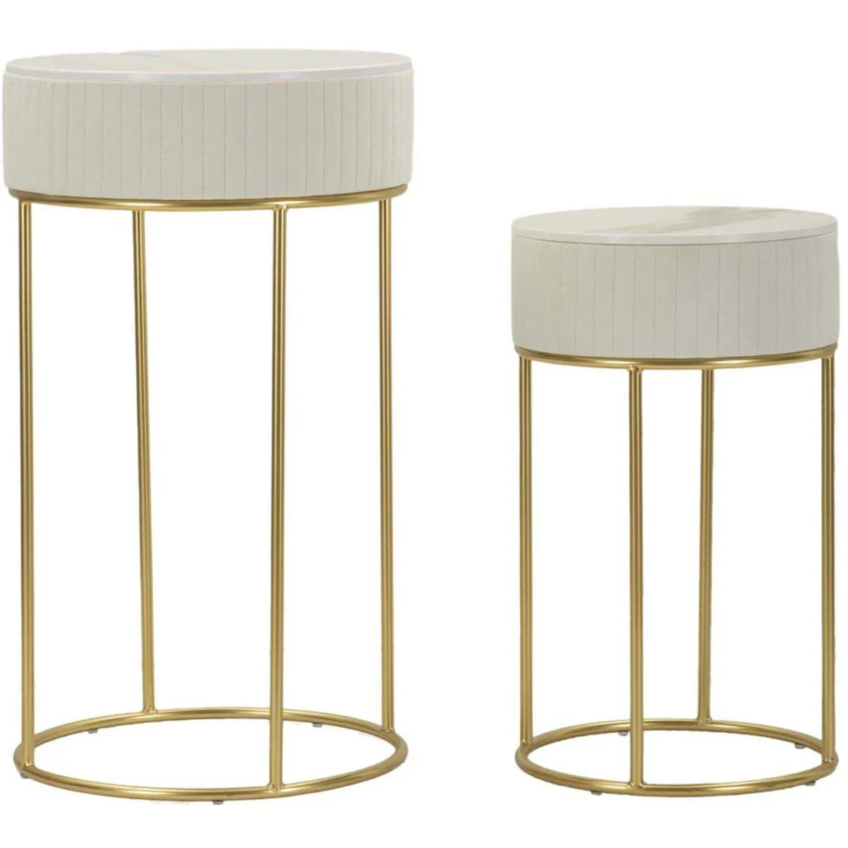 Mauro Ferretti Beige Table De Chevet Haute Ronde Alti (X2) - Image 3