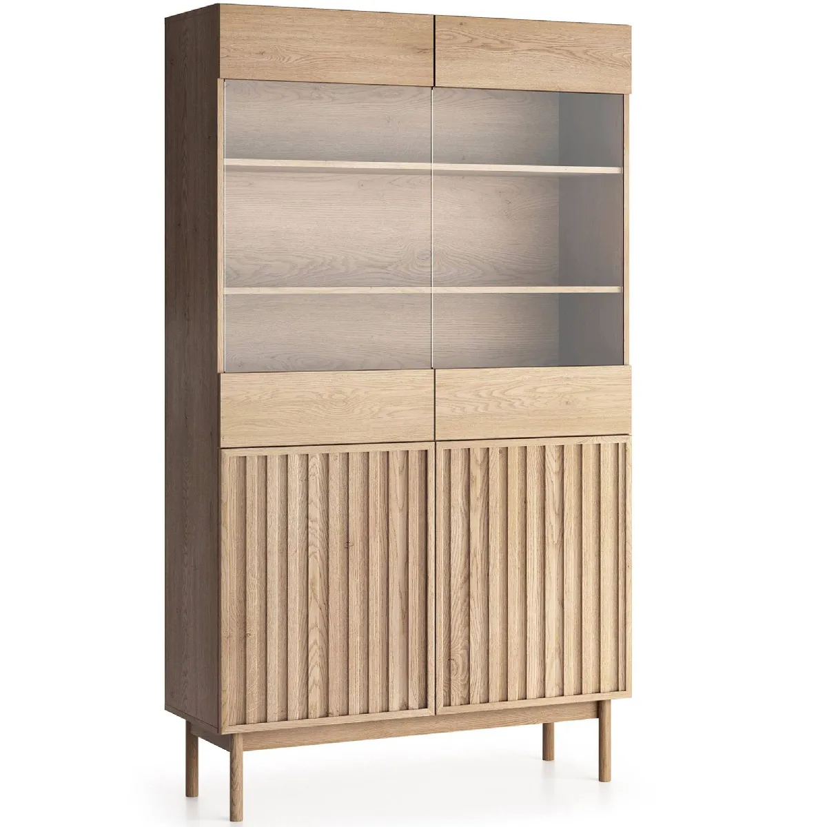 Konsimo Armoire vitrine Harma - chêne clair