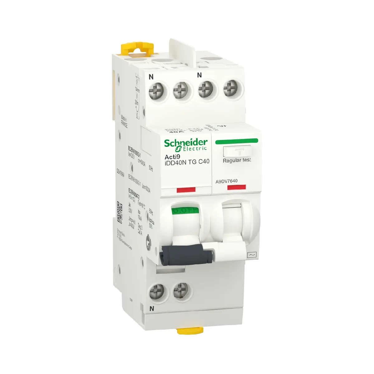 disjoncteur différentiel - idd40n - tdg - 1p+n - 40a - courbe c - 300 ma - type ac - 10 ka - schneider electric a9dv7
