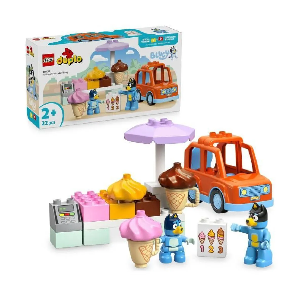 LEGO DUPLO 10458 Visite chez le Marchand de Glace avec Bluey - Jeu de Construction 2 ans