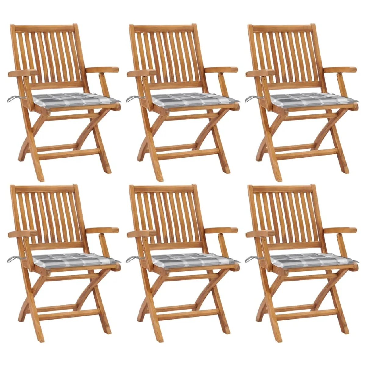 vidaXL Chaises pliables de jardin avec coussins lot de 6 Bois de teck - vue 3
