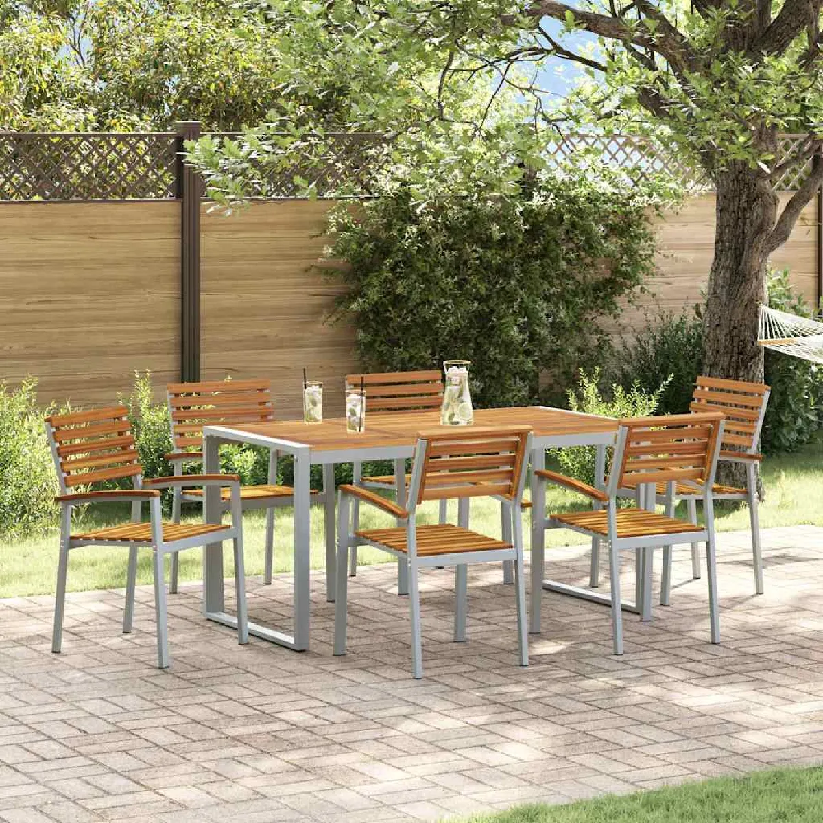 vidaXL Ensemble de salle à manger de jardin 7 pièces en aluminium moulé
