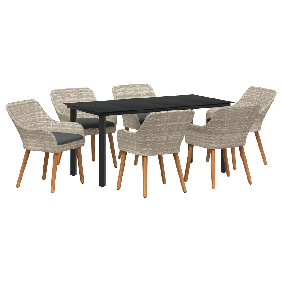 vidaXL Ensemble de salle à manger de jardin 7 pièces en aluminium moulé - vue 3