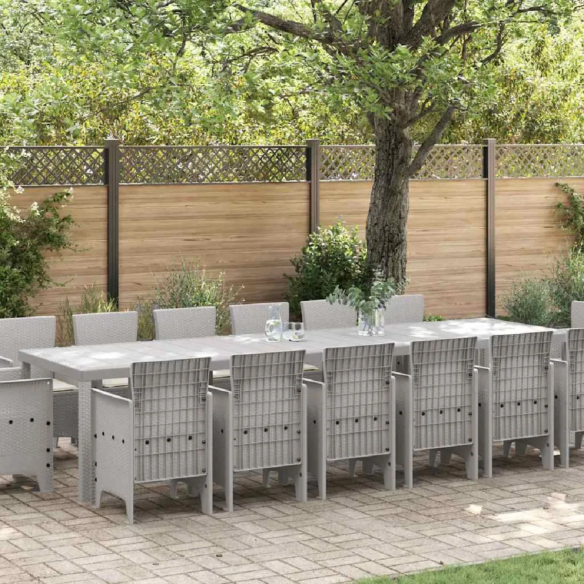 vidaXL Ensemble de salle à manger pour jardin 15 pcs - vue 4