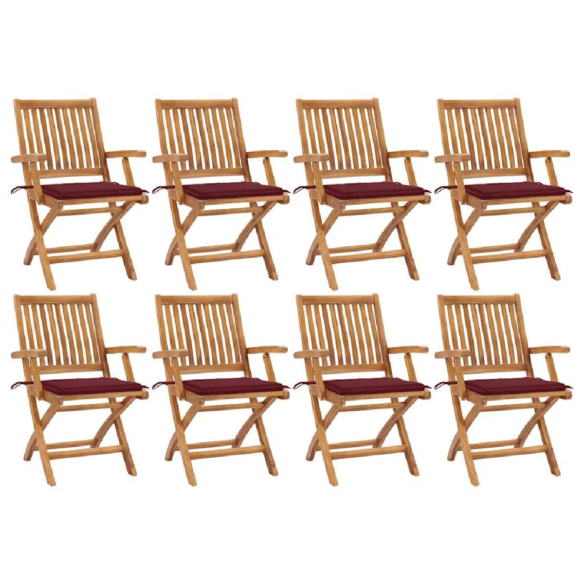 vidaXL Chaises pliables de jardin avec coussins Teck solide - vue 3