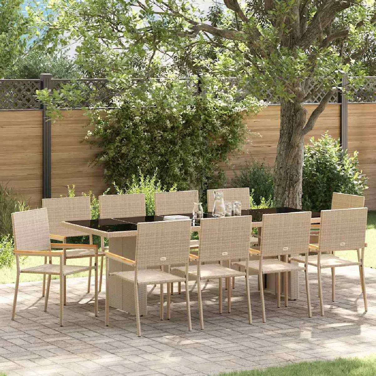 vidaXL Ensemble de Salle à Manger de Jardin Poly Rotin - vue 4