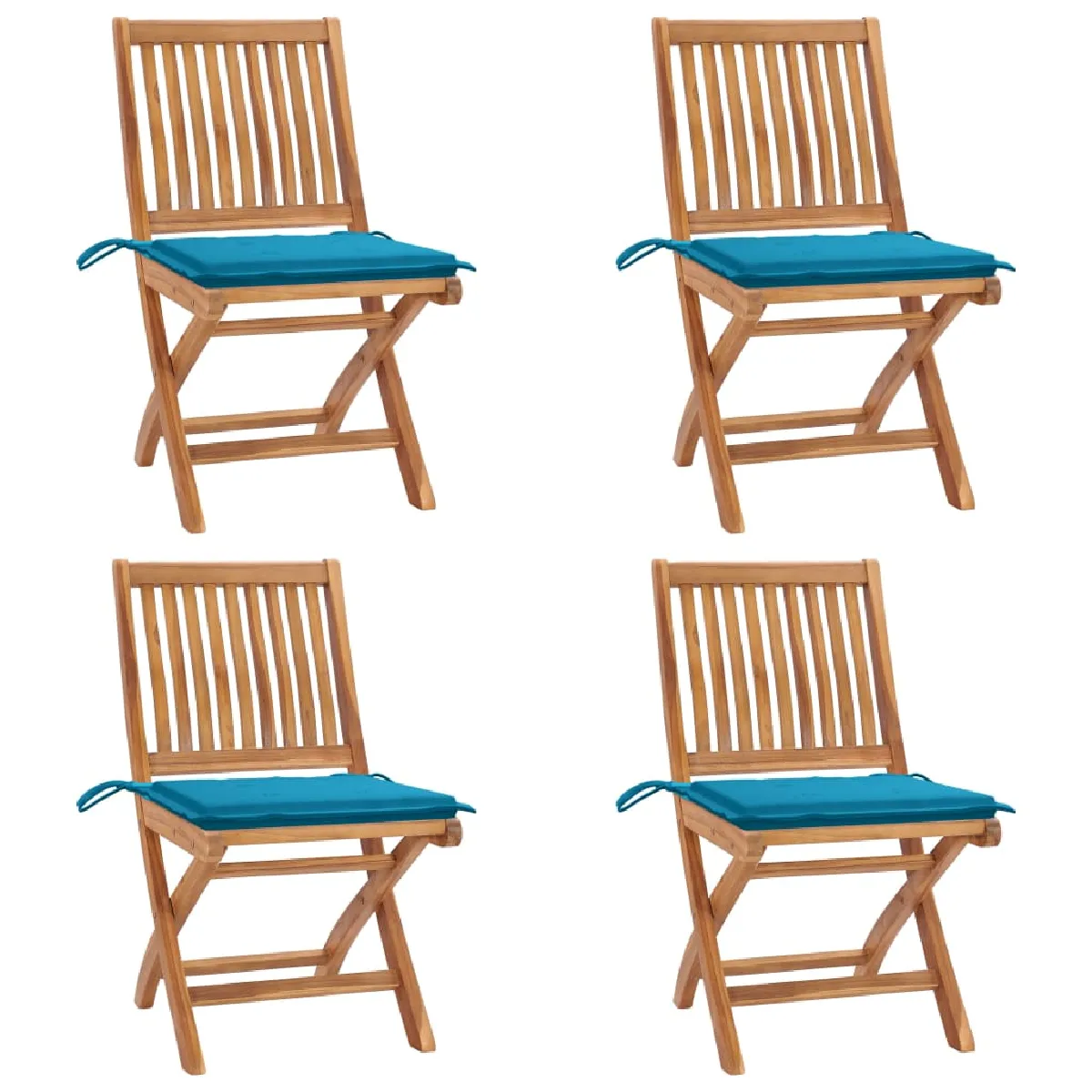 vidaXL Chaises pliables de jardin avec coussins Teck solide - vue 7