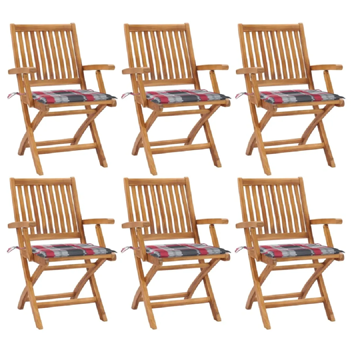 VIDAXL Chaises pliables avec coussins Teck - vue 7
