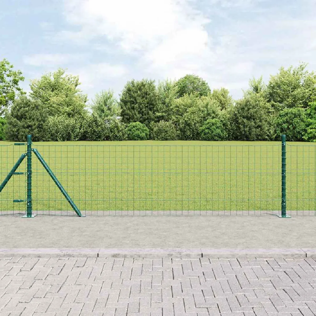 vidaXL Poteaux de clôture 52 pcs Ø32 mm 150 cm Acier galvanisé - vue 3