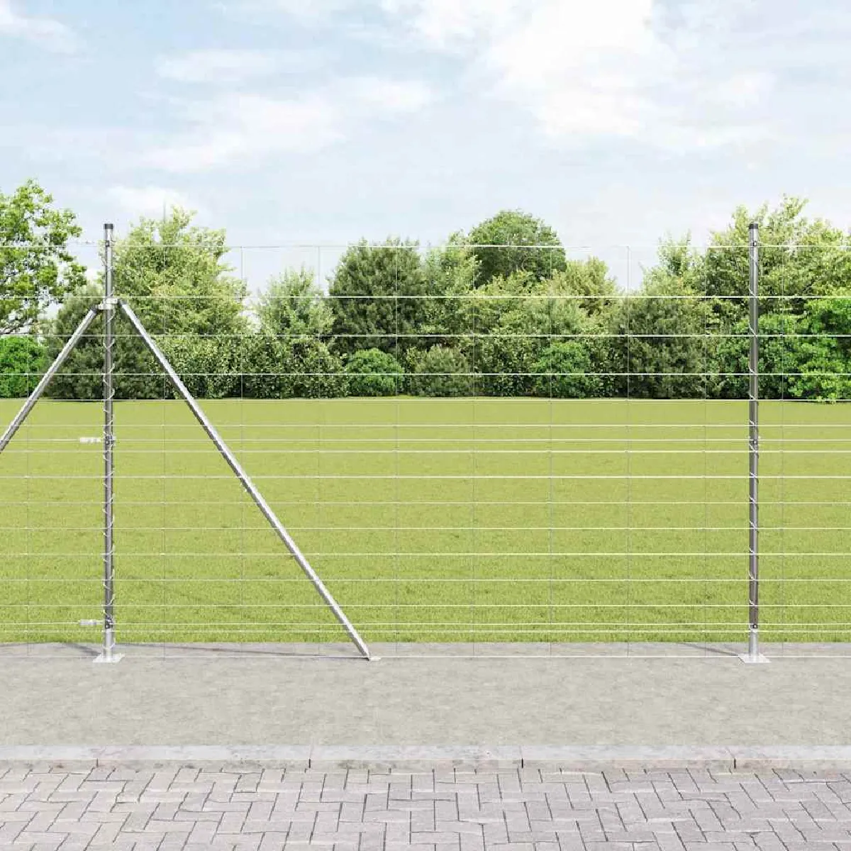 vidaXL Clôture en fil soudé avec base en béton 25 x 1,6 m (l x h)