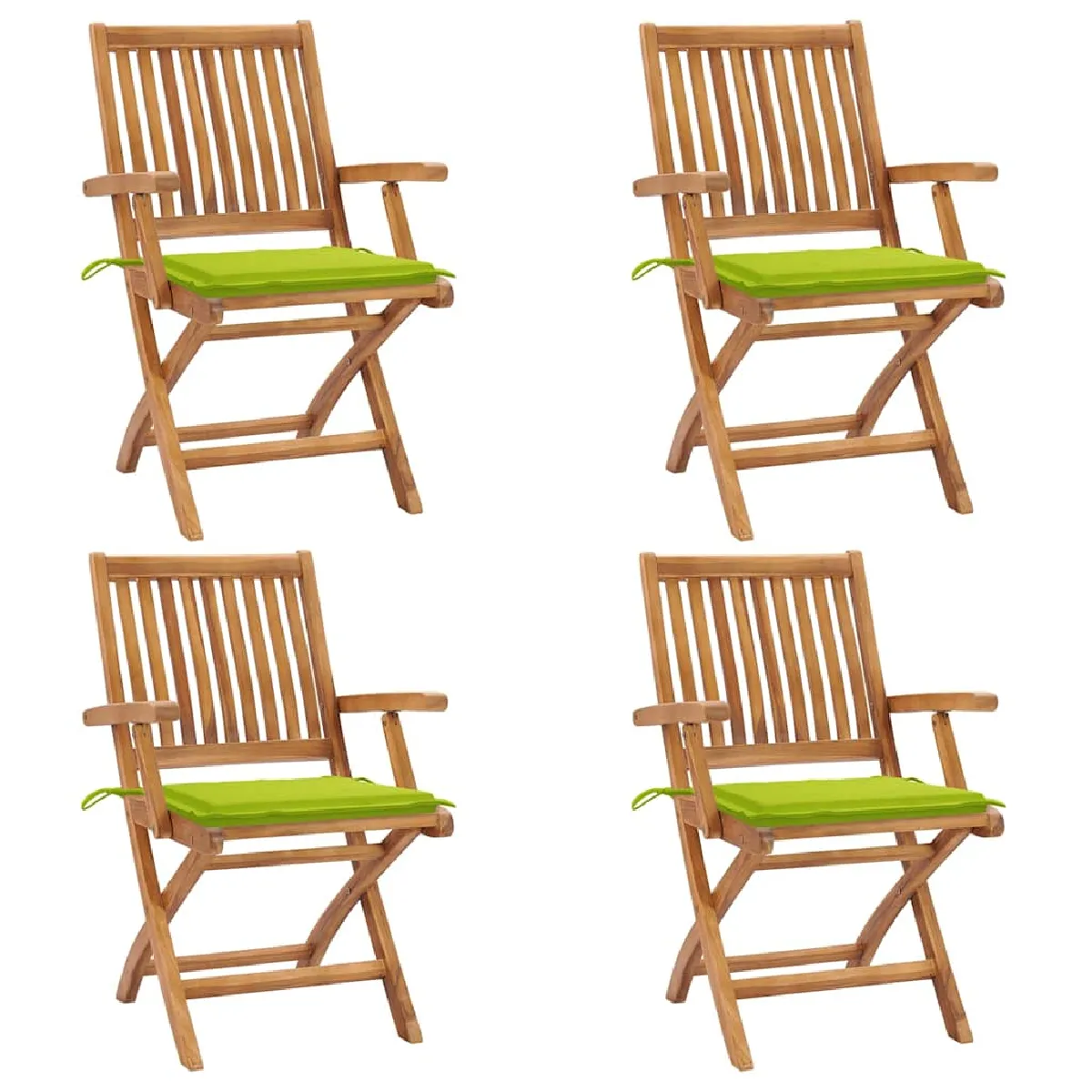 vidaXL Chaises pliables de jardin avec coussins Teck solide - vue 10