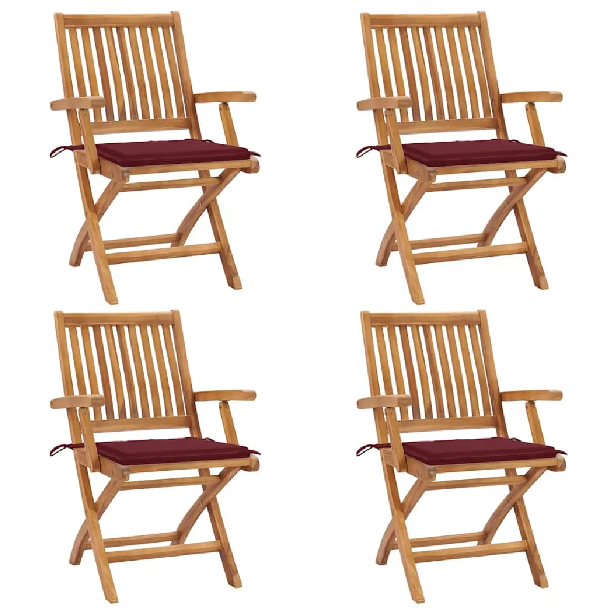 vidaXL Chaises pliables de jardin avec coussins Teck solide - vue 6