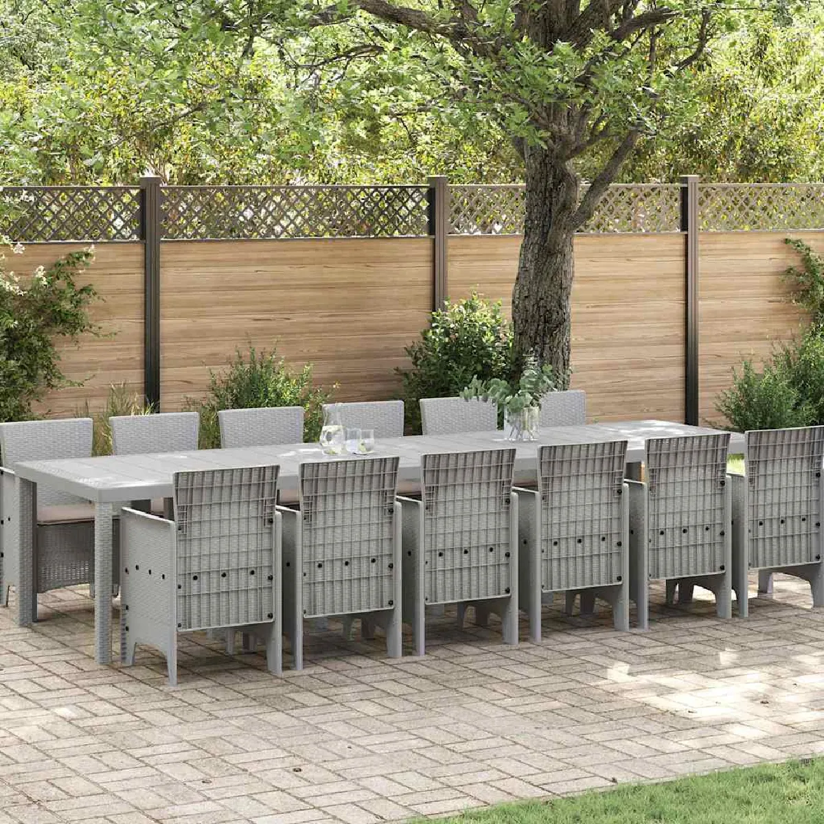 vidaXL Ensemble de salle à manger pour jardin 13 pcs Gris clair