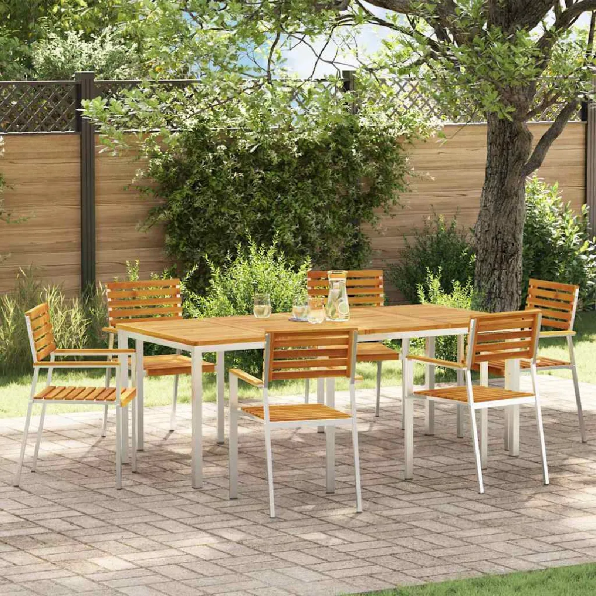 vidaXL Ensemble de salle à manger de jardin 7 pièces en aluminium moulé - vue 8