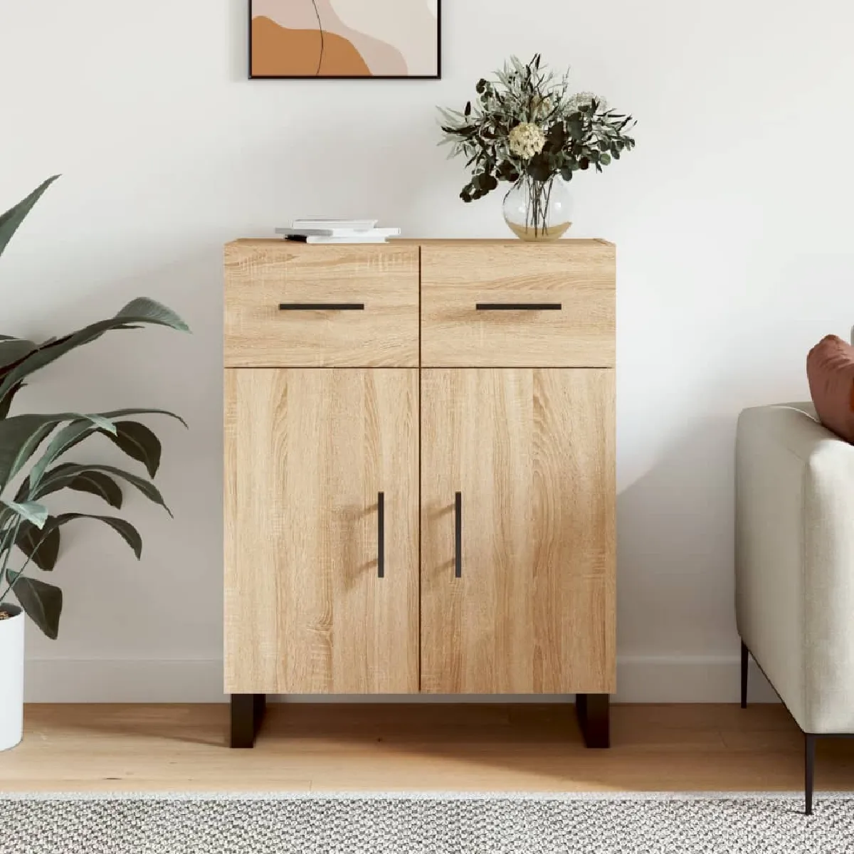 Non Communiqué Marron Vidaxl Buffet Chêne Sonoma 69,5X34x90 Cm Bois D'ingénierie - Image 3