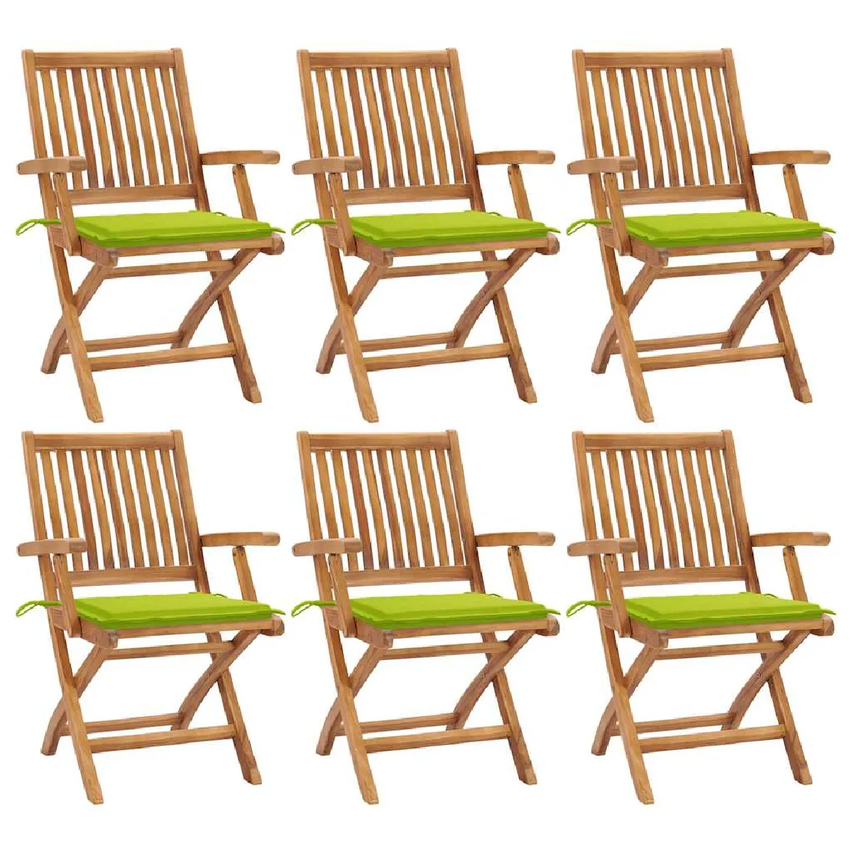 vidaXL Chaises pliables de jardin avec coussins lot de 6 Bois de teck - vue 4