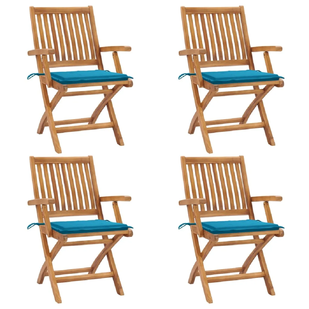 vidaXL Chaises pliables de jardin avec coussins Teck solide - vue 8