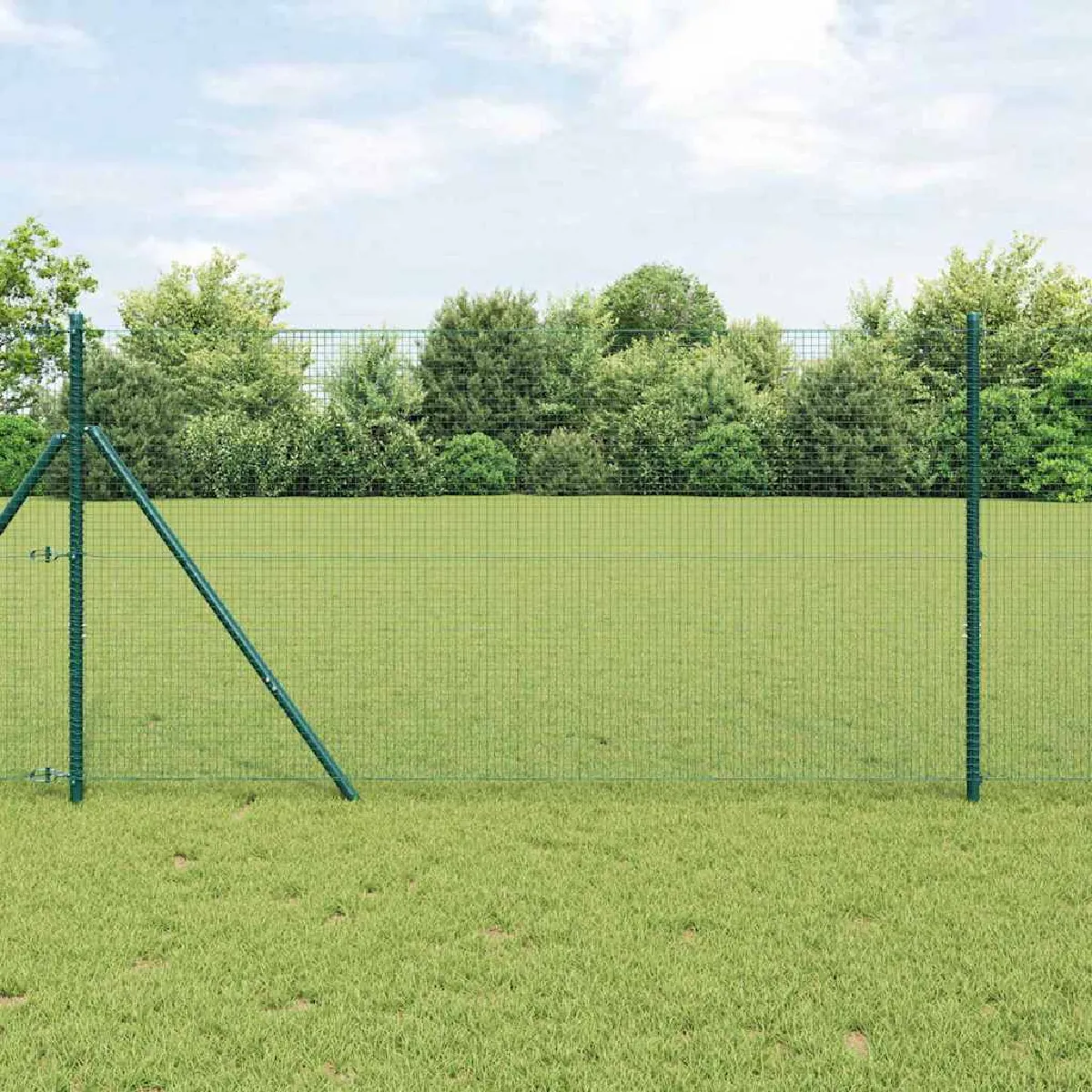 vidaXL Clôture Hexagonale 1.2x100 Acier Poteaux de Clôture 13 pcs Verts Ø32 mm 170 cm Acier Galvanisé - vue 2