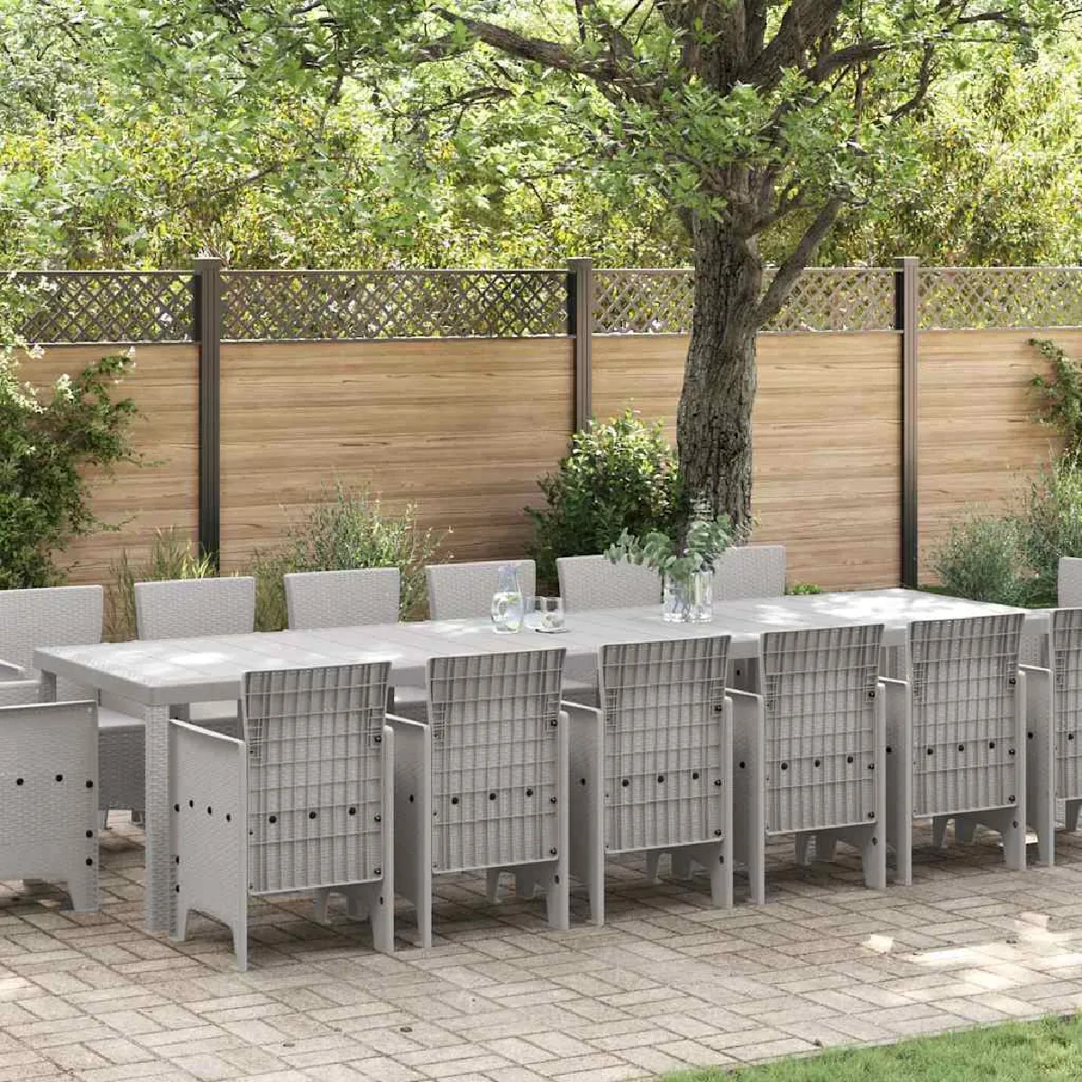 vidaXL Ensemble de salle à manger pour jardin 15 pcs - vue 2