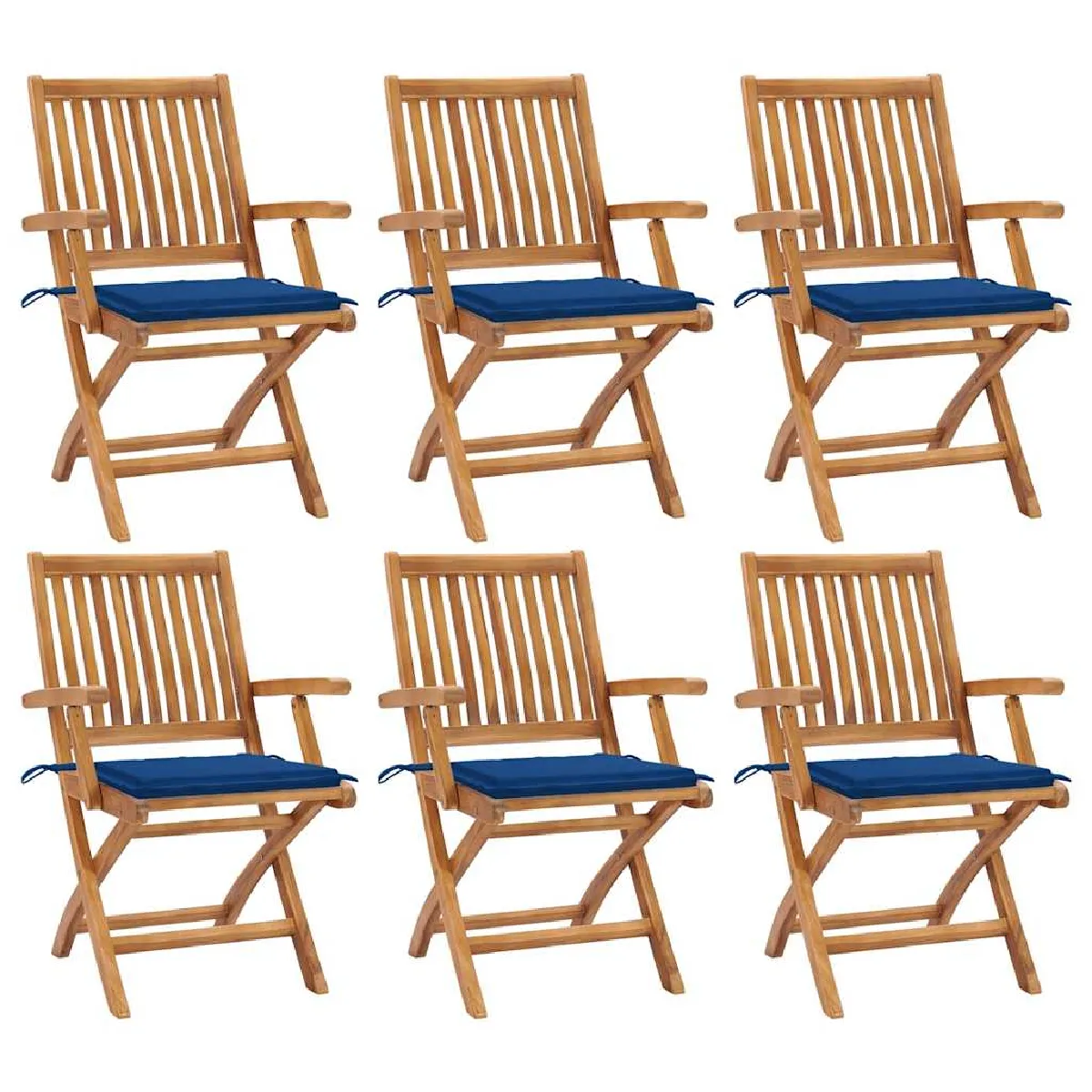 vidaXL Chaises pliables de jardin avec coussins lot de 6 Bois de teck
