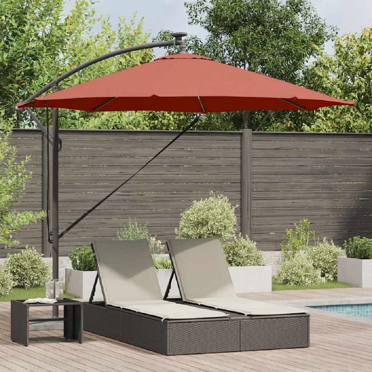 vidaXL Parasol banane à mât déporté Couleur cuite - vue 2