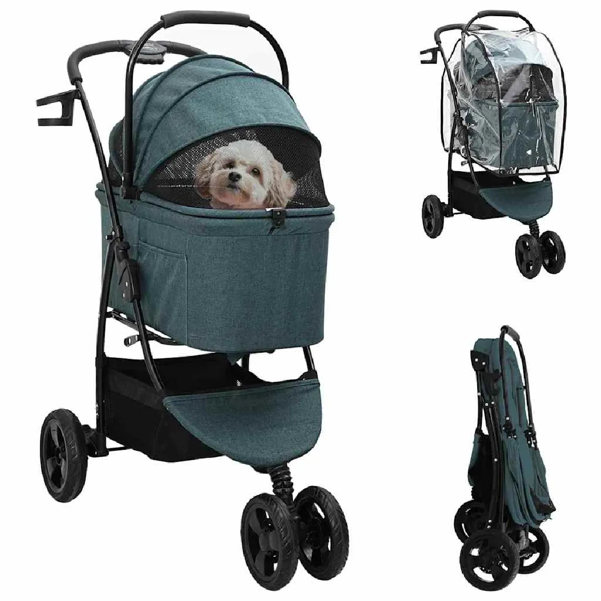 vidaXL Poussette Pliante pour Animaux Réglable 78 x 54 x 101 cm - vue 5