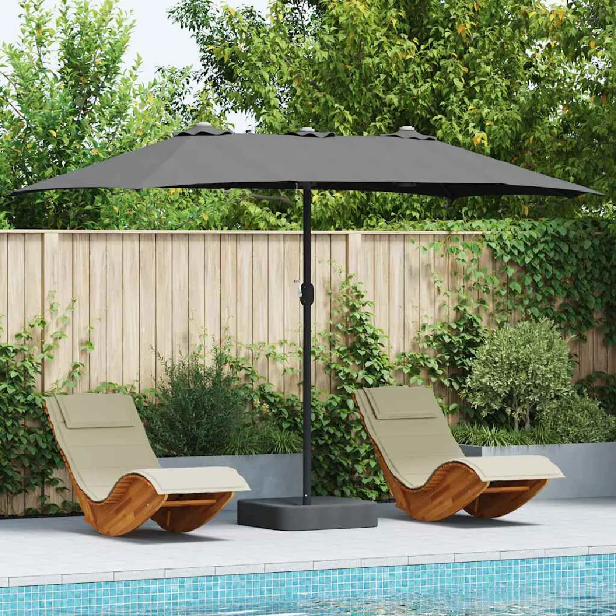 vidaXL Parasol de jardin Couleur sable 385 x 209 x 244 cm tissu - vue 10