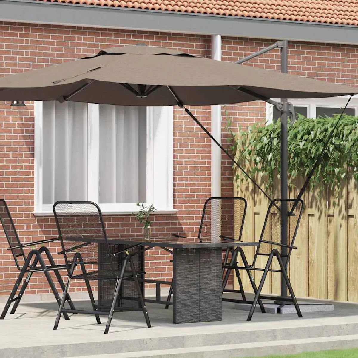 vidaXL Parasol de patio Sable Auvent en polyester 3m Hauteur réglable